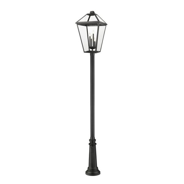 Z-Lite Talbot 4 Light Outdoor Post Mounted Fixture, Black & Clear Beveled 579PHXLXR-511P-BK